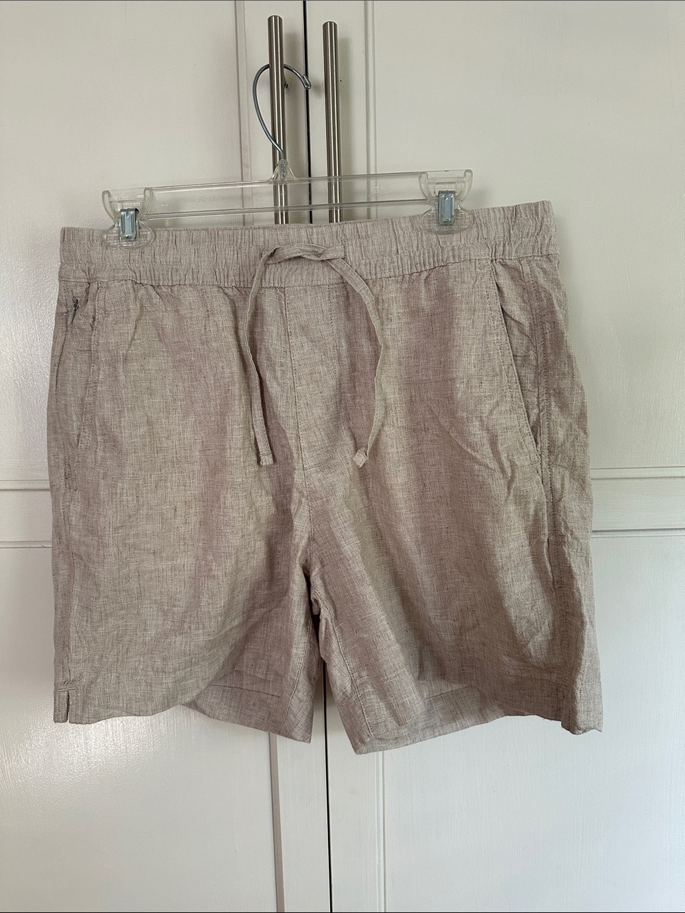 Abercrombie & Fitch Mens Medium Stretch Linen Blend Pull-On Shorts Oatmeal NEW